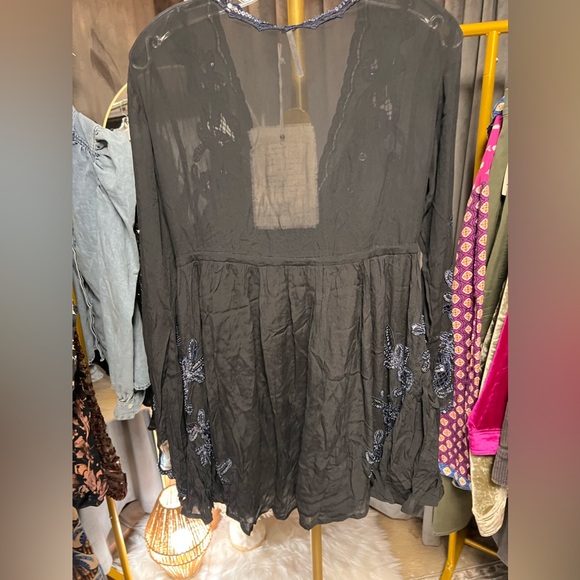 Free People Lita Embellished Mini Dress in black - Picture 10 of 12